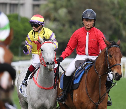 Alexis Badel celebrates the win of Ping Hai Galaxy.