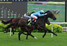 Guineas in June’s sights after maiden win June (Manoel Nunes) races past Supreme Liner (Jaden Lloyd) to open his account in Race 2.