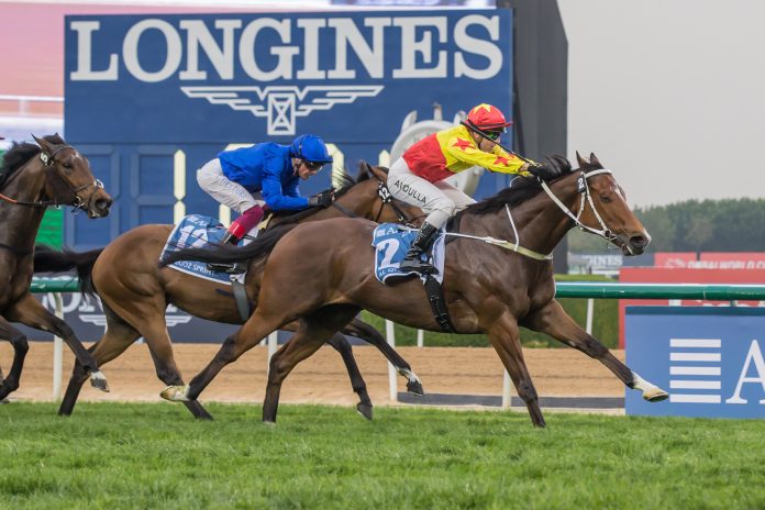 Dubai World Cup Horse Racing from Meydan Racecourse, Dubai, UAE Brenton Avdulla pilots California Spangle to a third Group 1 triumph.