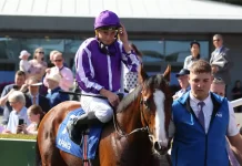 Diego Velazquez and Ryan Moore at Leopardstown (PA)